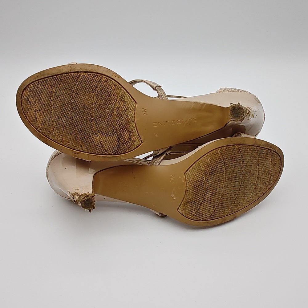 Bandolino BDDACIA2 Nude Beige Strappy T-Strap‎ Heeled Sandals Womens Size 7M - Picture 6 of 9